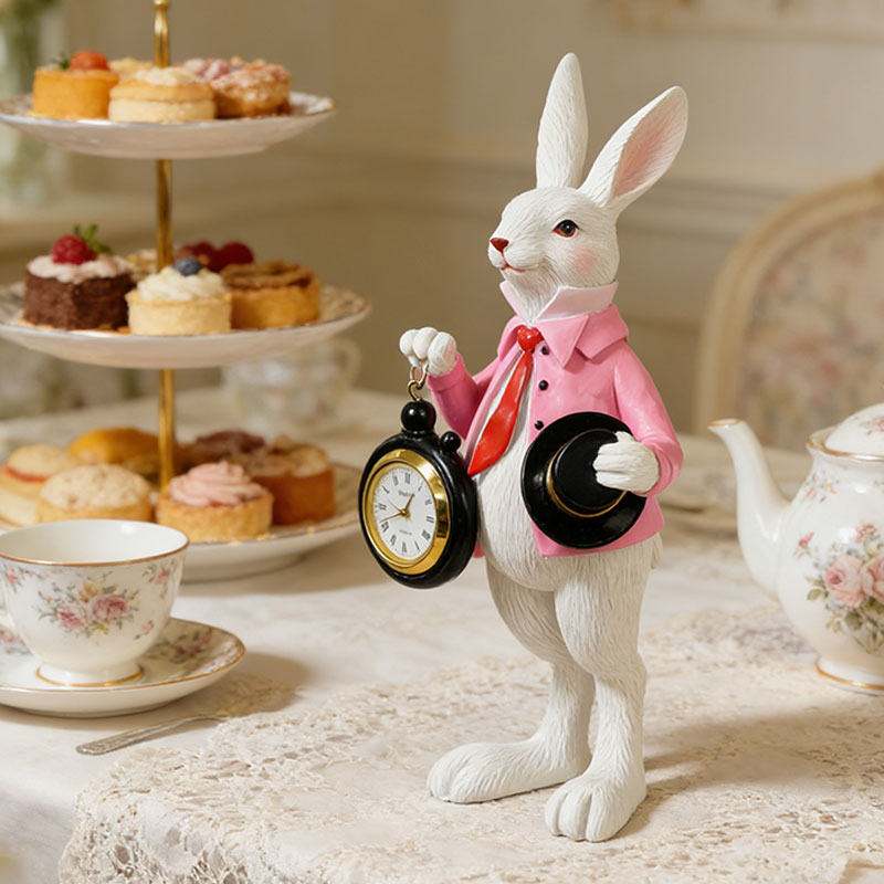 ⏰ Storybook White Rabbit Clock Figurine – Functional Easter Decor 🐰✨