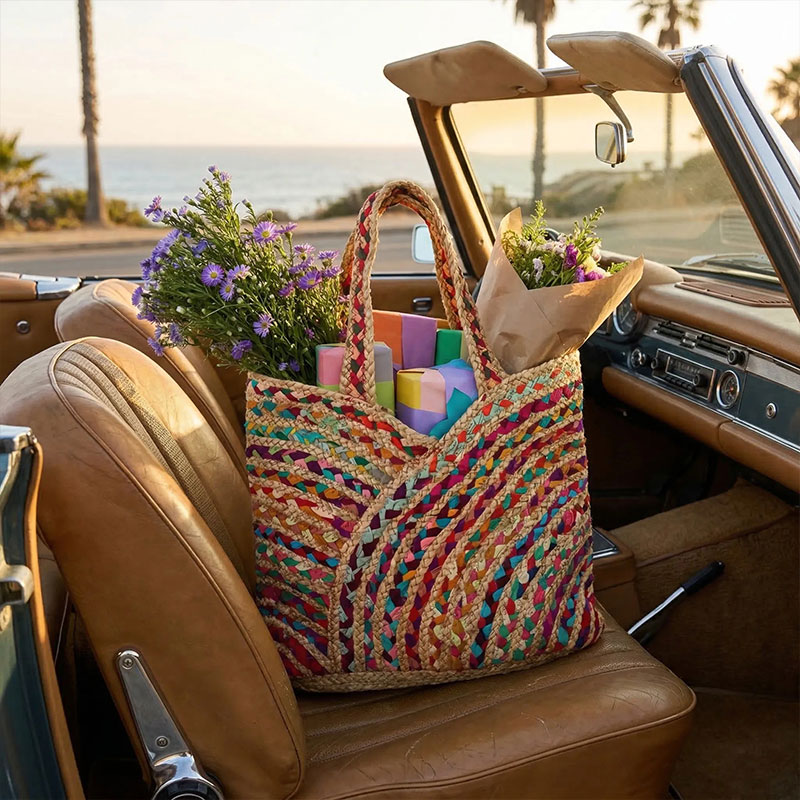 🌈 Colorful Woven Artisan Tote Bag – Boho Summer Essential ✨