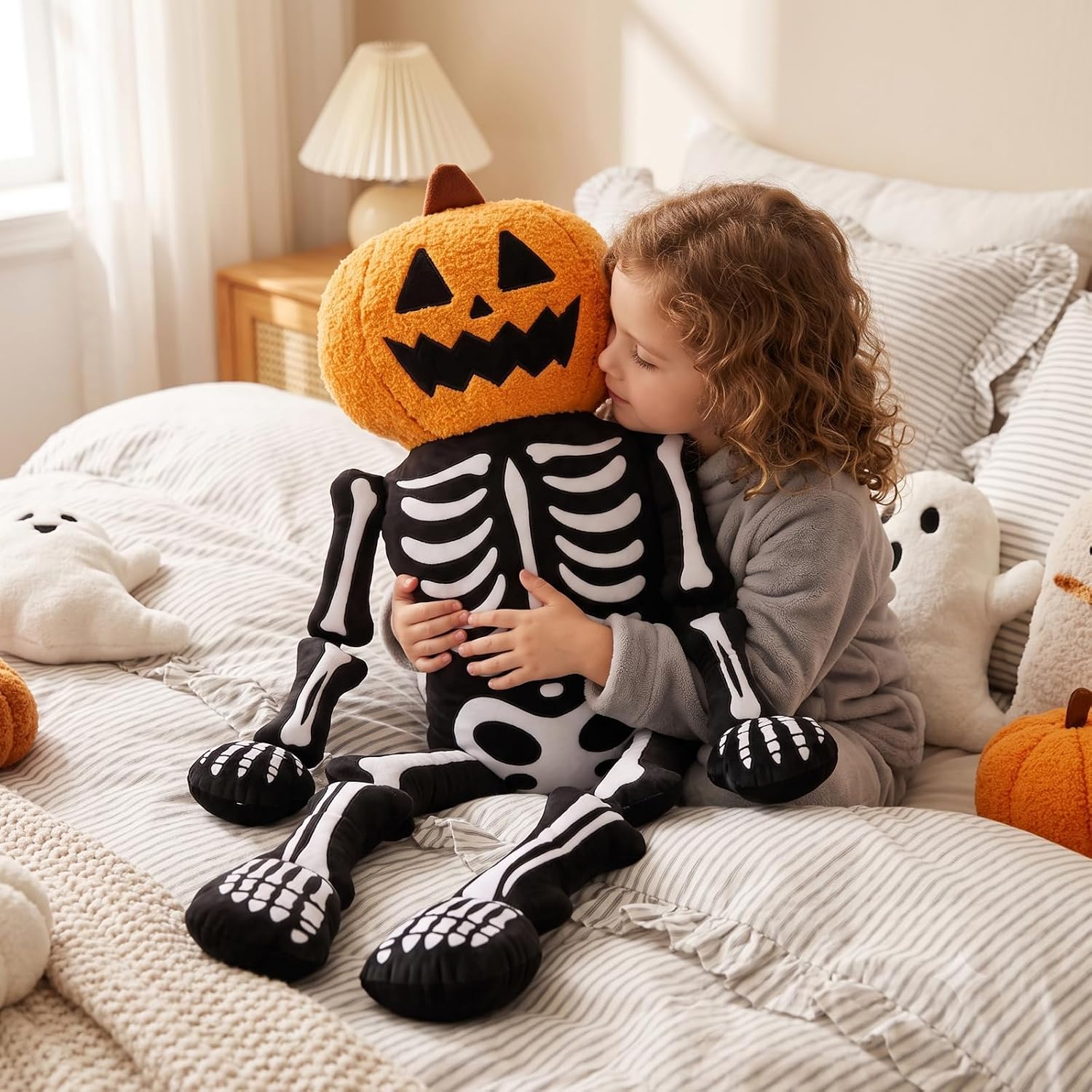 🎃 Halloween Skeleton Pumpkin Plush Decoration
