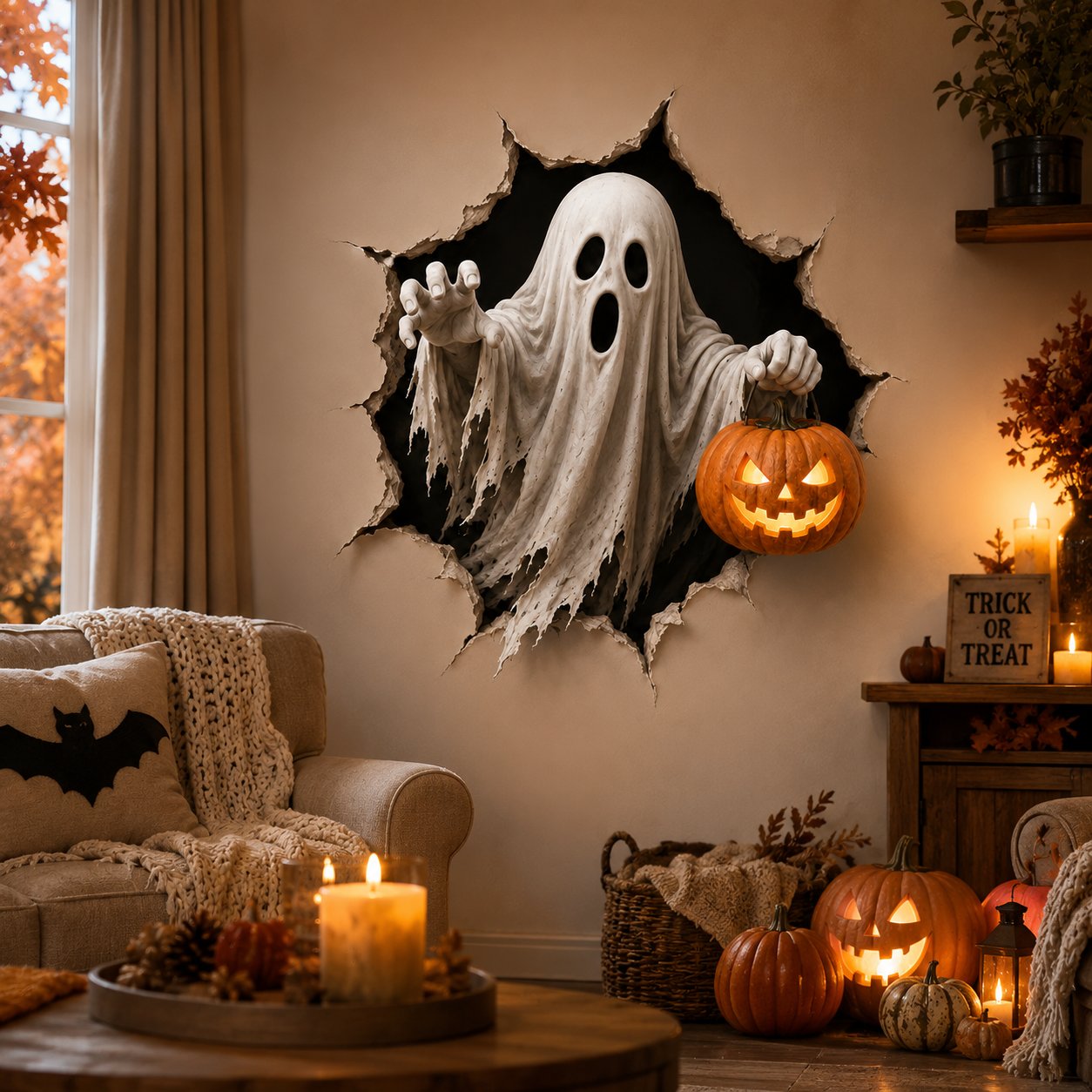 Halloween break-in 3D wall decal - Ghost