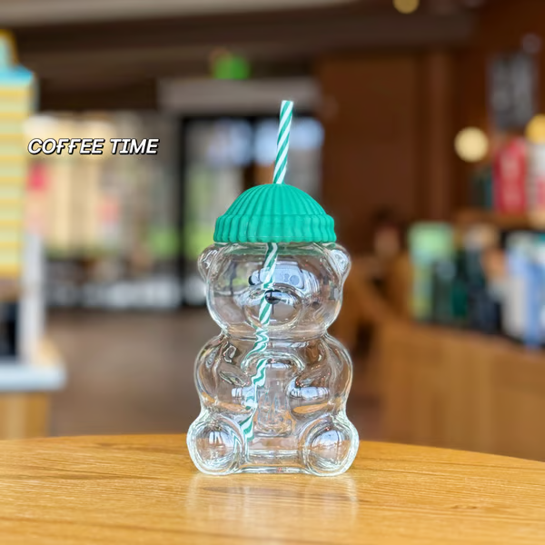 🌟Bearista Glass Straw Cup 🐻✨