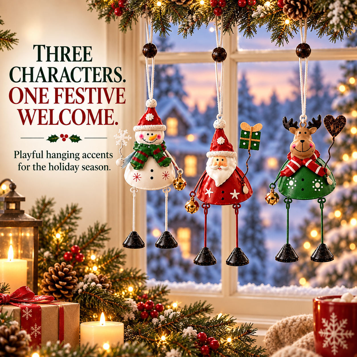 Whimsical Christmas Character Hanging Ornaments