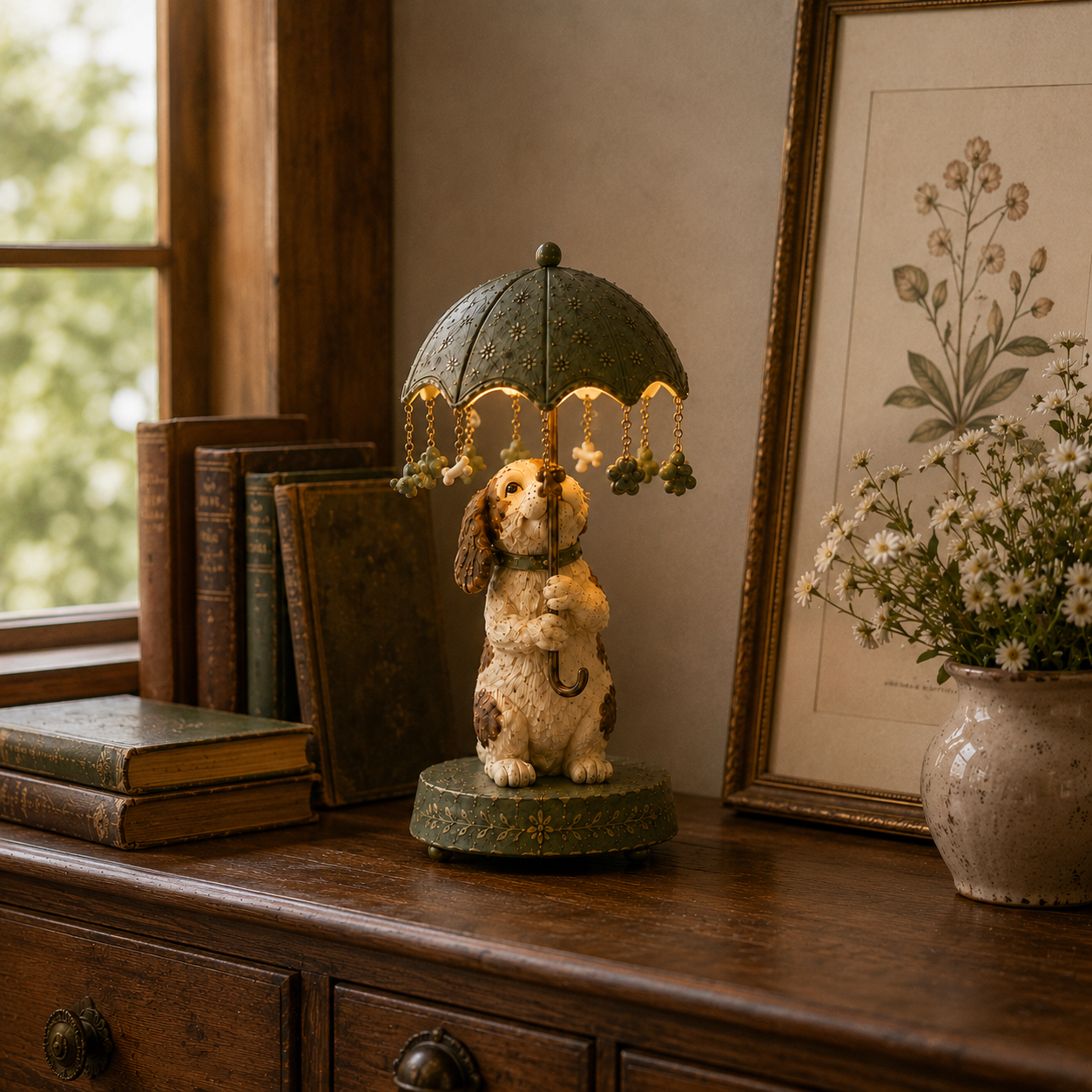 🎁Vintage Rotating Umbrella Animal Lamp