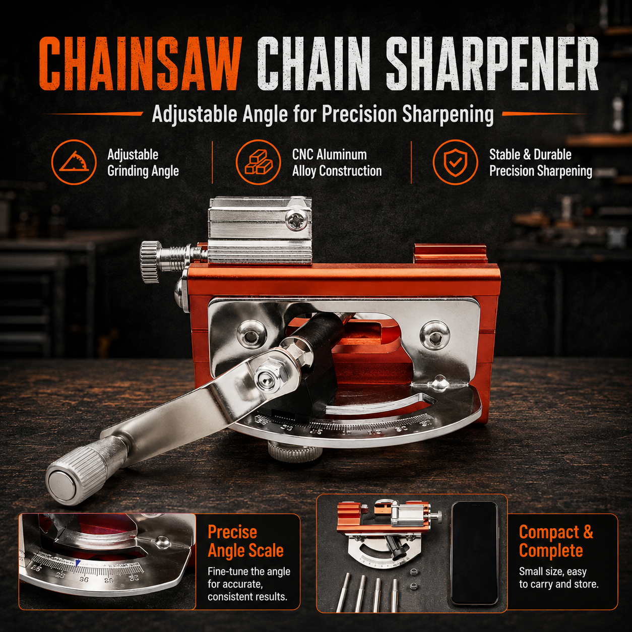 Adjustable Angle Chainsaw Chain Sharpener Kit