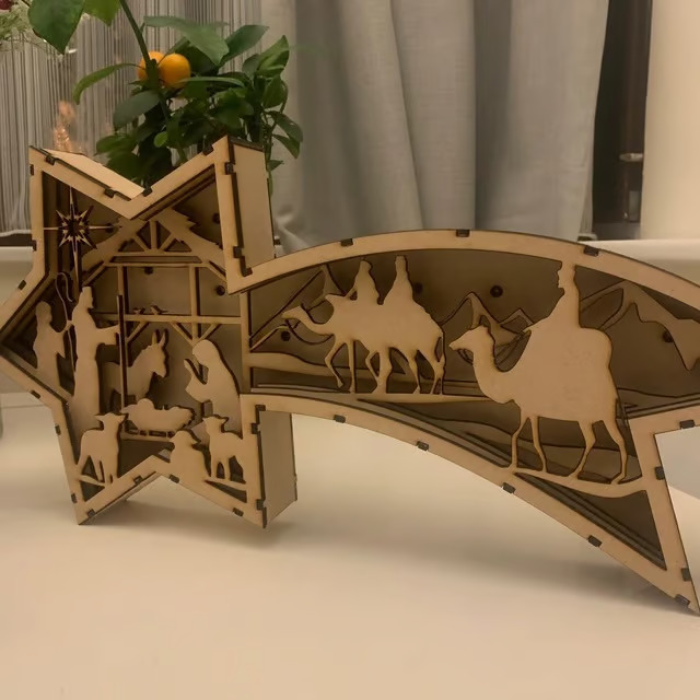 🌟LED Wooden Ornaments Star Shaped Desk Lamp