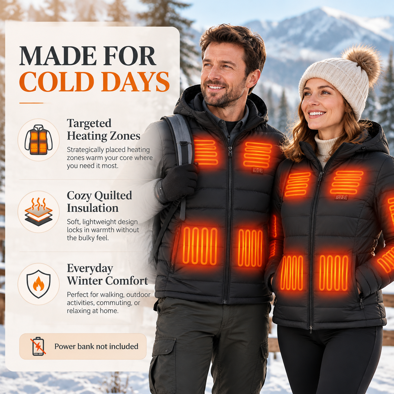 15-Zone Heated Jacket for Men & Women – Dual Controls, 3 Heat Levels