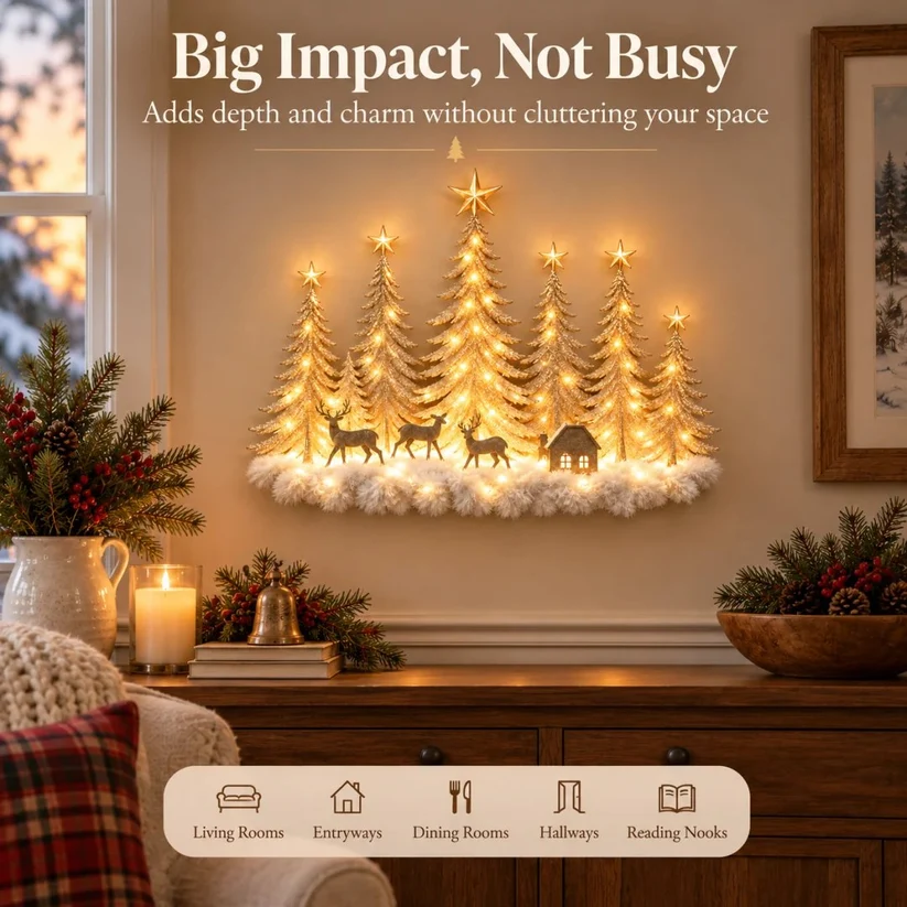 Lighted Christmas Woodland Forest Wall Decor