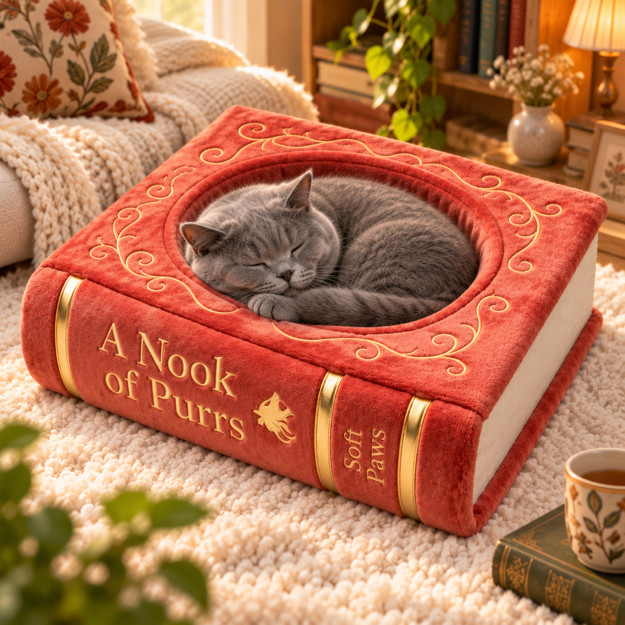 Winter Warm Semi-Enclosed Cat Bed——COZY STORYBOOK PLUSH CAT NEST