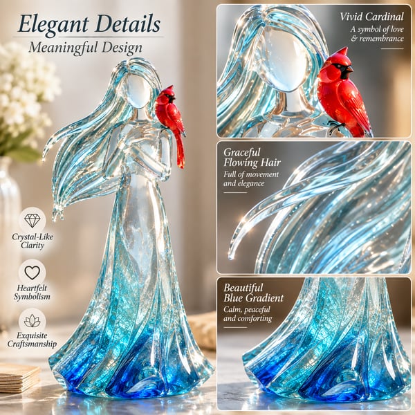 🐦Cardinal Memorial Woman Figurine
