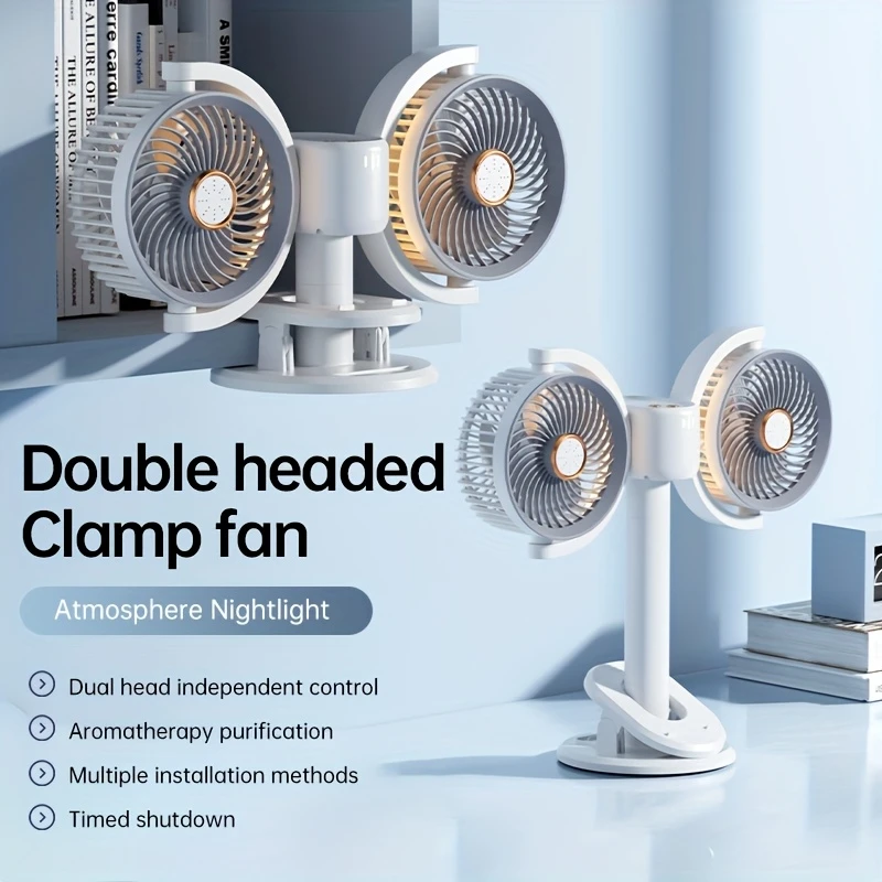 DualHead Pro – The Ultimate Multi-Scenario Desktop Circulation Fan with Dual-Blade Genius​​ 🌬️