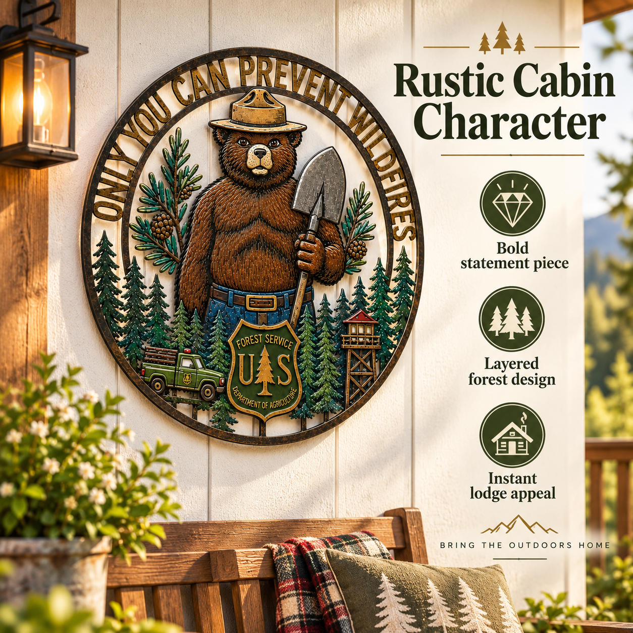 🐻 Rustic Forest Bear Metal Wall Art