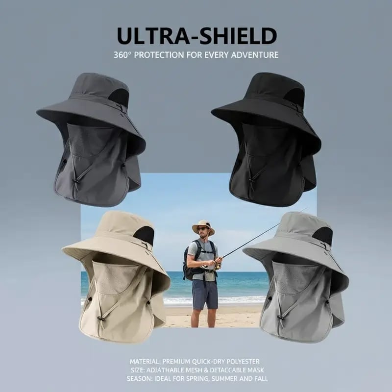 🌞Spring/Summer Fisherman's Hat Detachable Outdoor Sun-Protective Face Covering🏕️