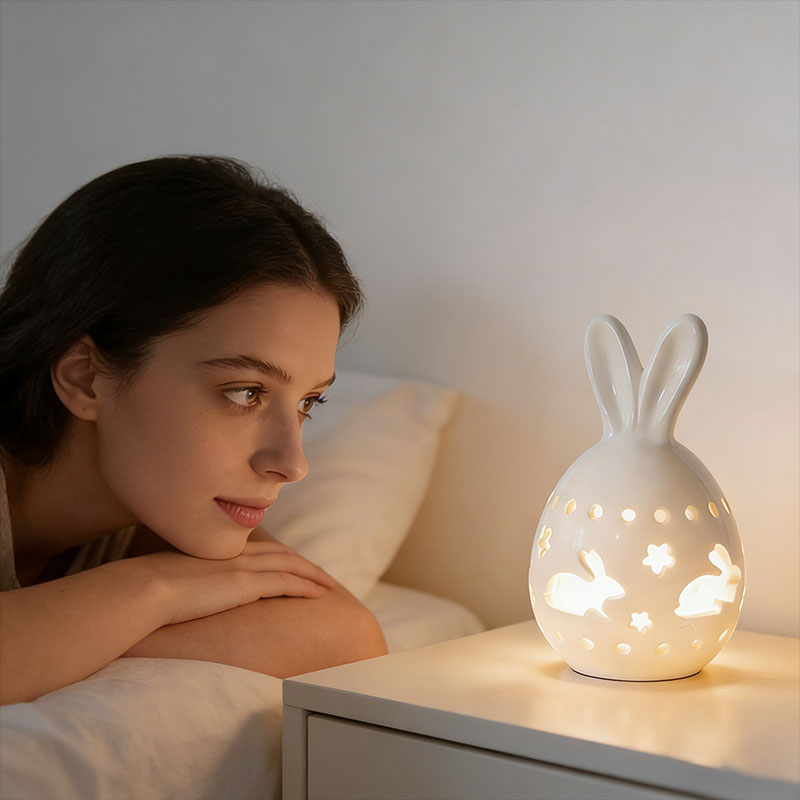 🐰 Easter Bunny Egg Resin Night Light – Soft Glow Spring Decor 💡✨