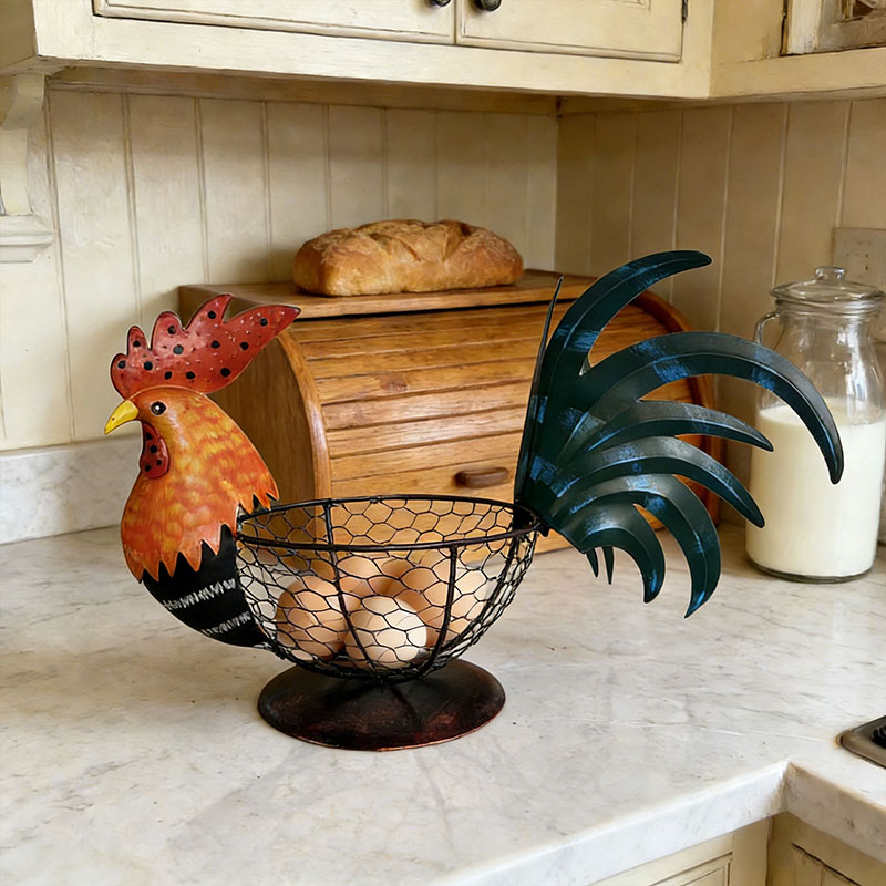 🐔 Rustic Rooster Wire Basket – Farmhouse Charm for Every Space ✨