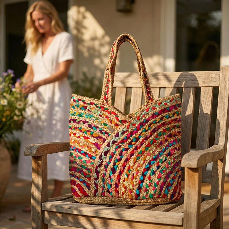 🌈 Colorful Woven Artisan Tote Bag – Boho Summer Essential ✨