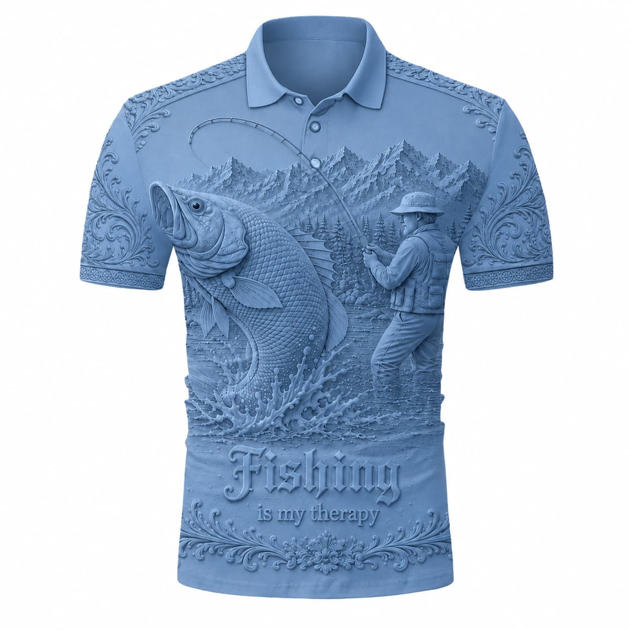 🎣Love Fishing, Fishing Is My Therapy Fishing Polo Shirt