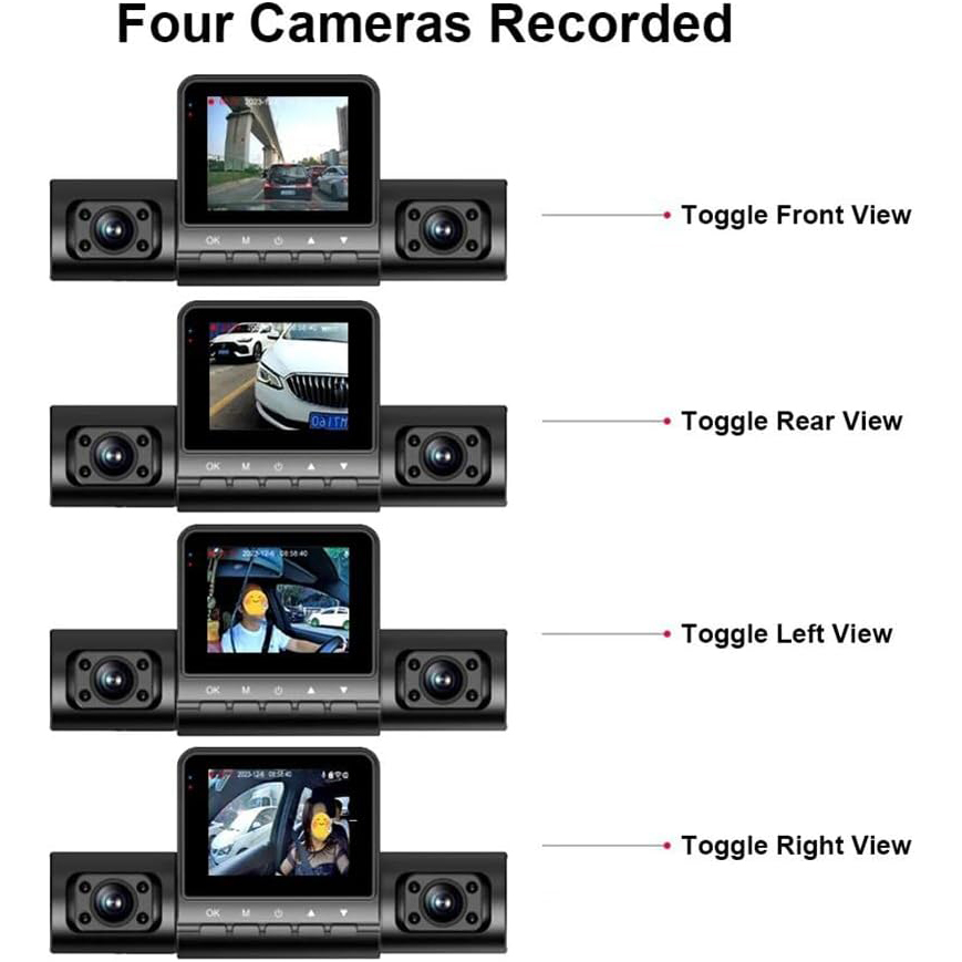 1080P 4 Channel Dash Cam with Night Vision