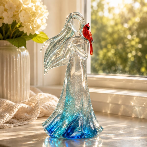 🐦Cardinal Memorial Woman Figurine