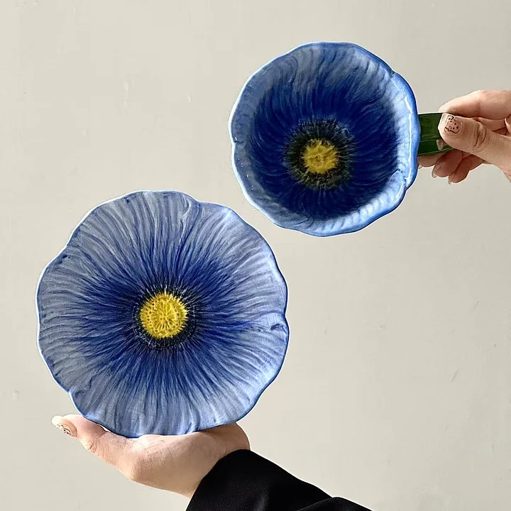 Ceramic Flower Coffee Mug and Saucer set