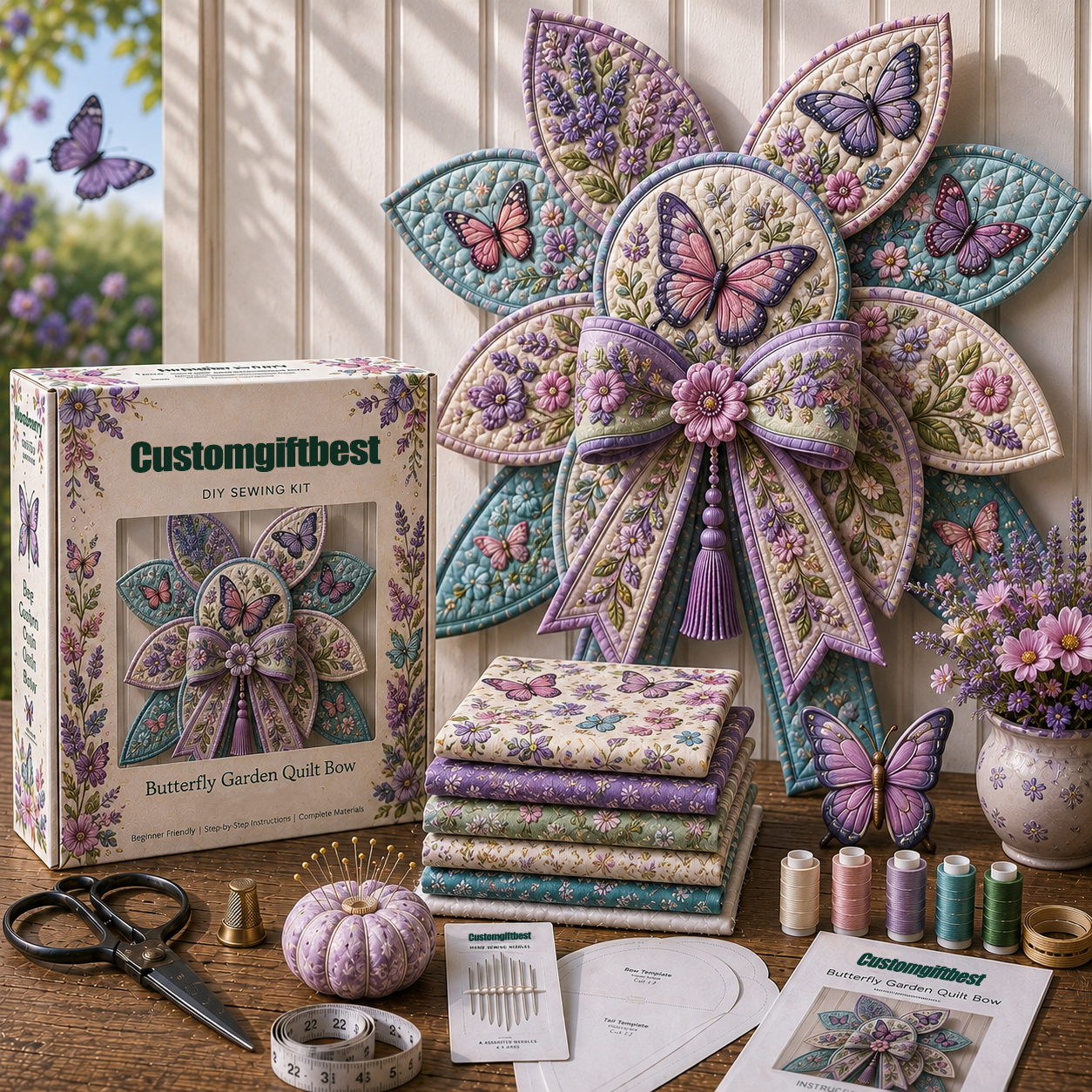 Butterfly Garden Quilt Bow DIY Sewing Kit