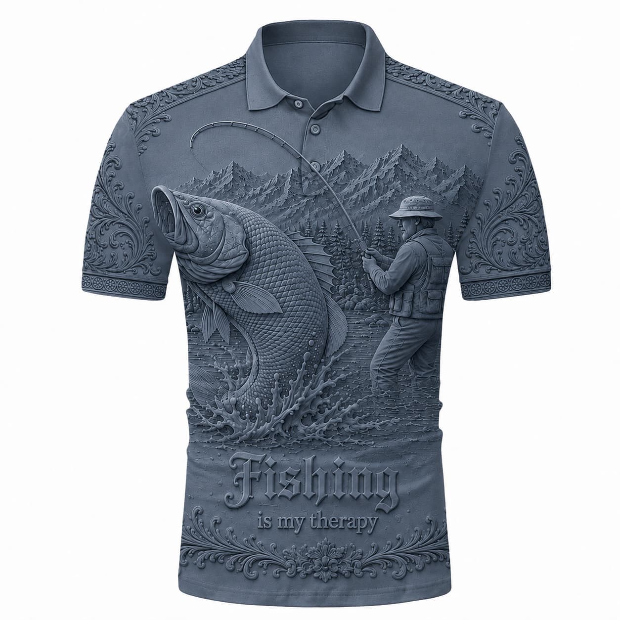 🎣Love Fishing, Fishing Is My Therapy Fishing Polo Shirt