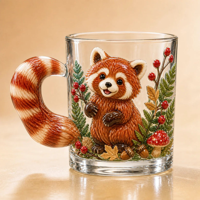 🐾 Whimsical 3D Animal Sculpted Glass Mug Collection | 12oz Premium Clear Glass with Raised Animal Figures, Character-Specific Details & Playful Sculptural Accents ✨