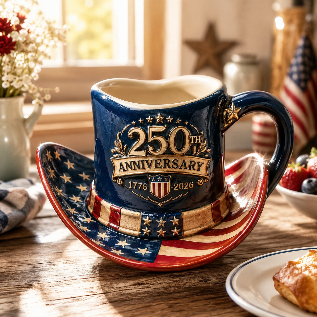 America 250th Anniversary Patriotic Cowboy Hat Mug