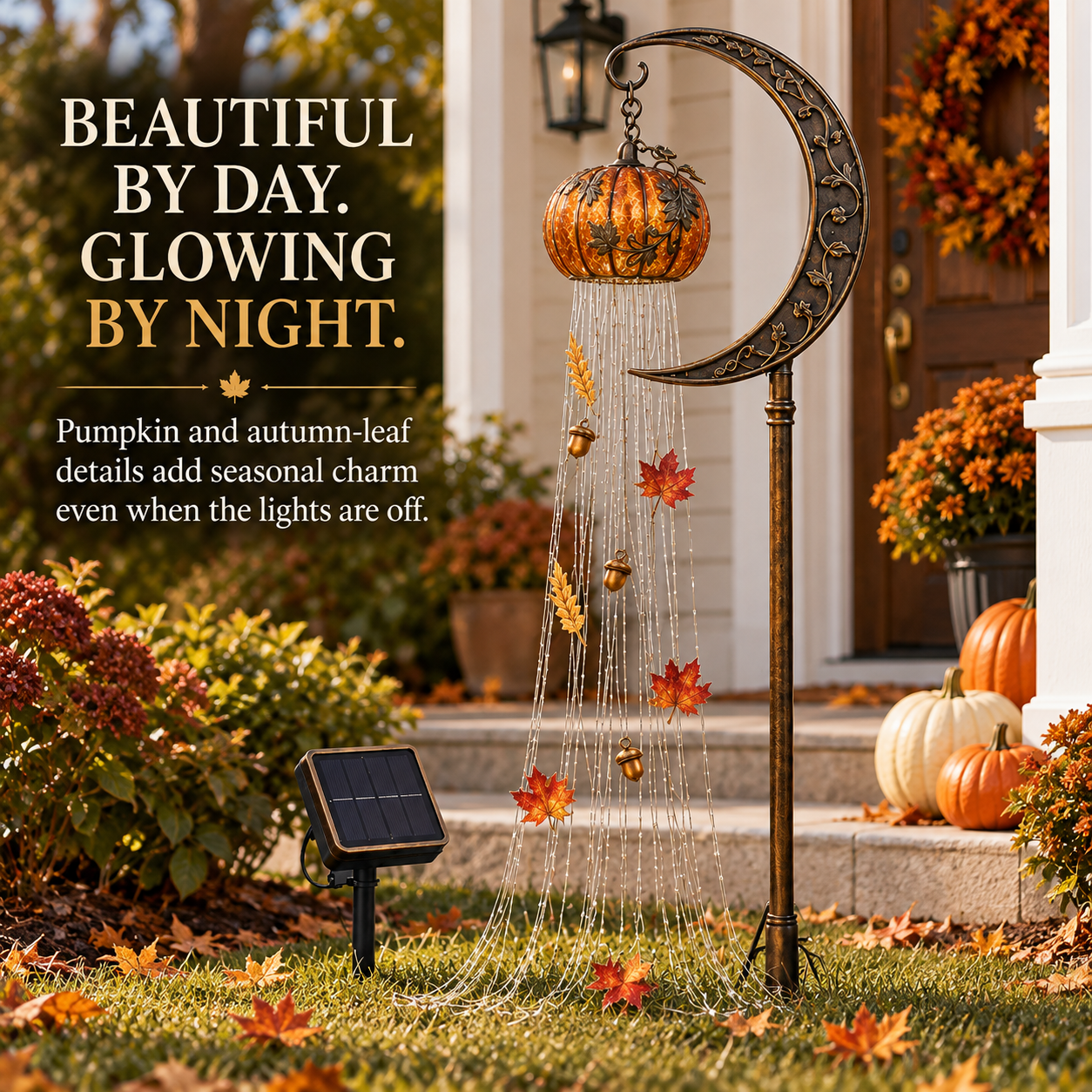 Harvest Pumpkin Solar Cascade Light