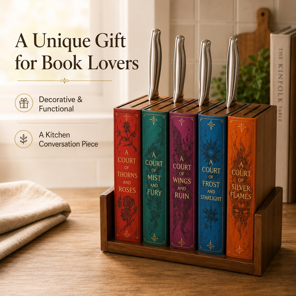 📚Fantasy Book-Shaped Knife Block Organizer🔪✨