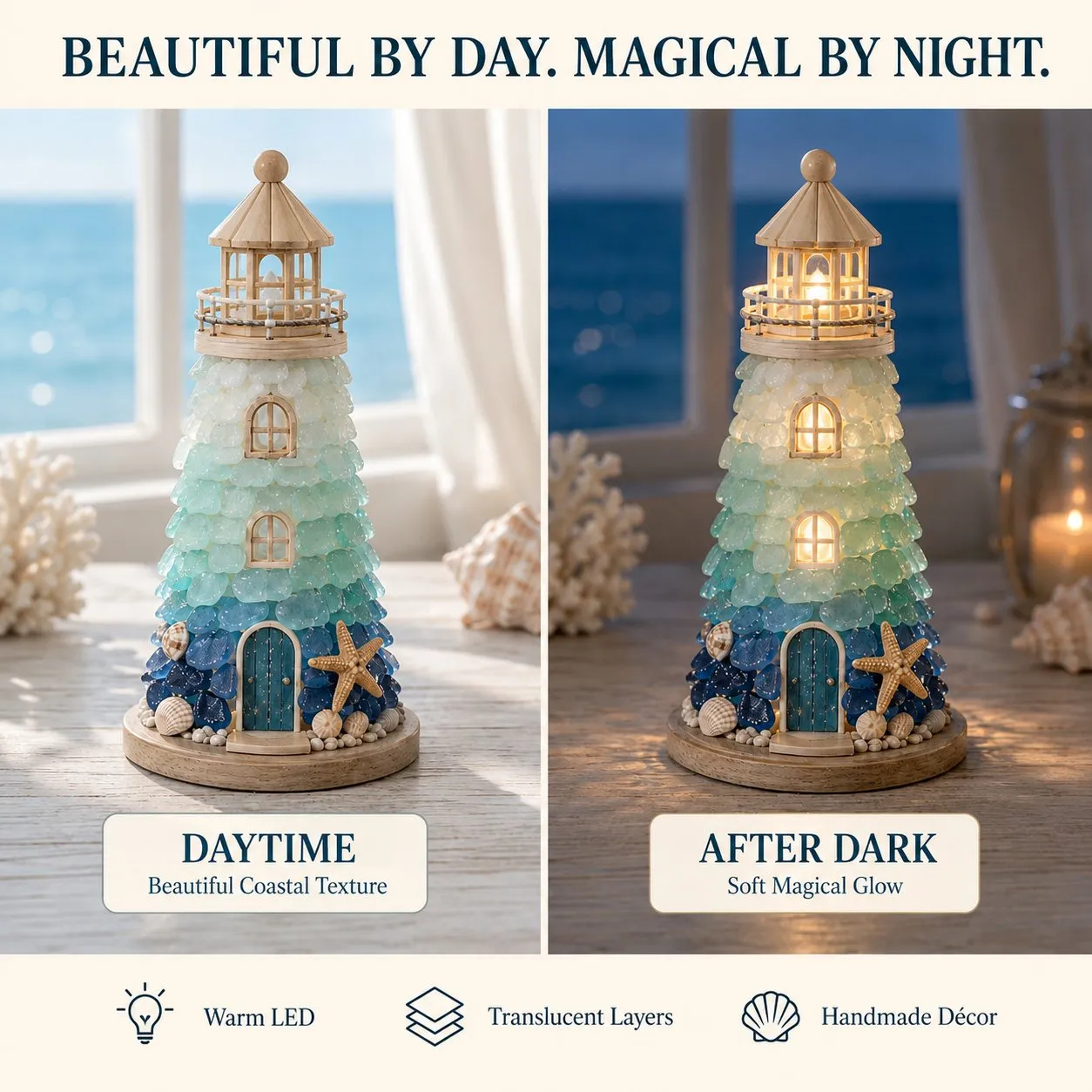 ⏳ Last Day 49% OFF – 🌊 Beginner-Friendly DIY Lighted Sea Glass-Style Lighthouse Kit Collection 💕