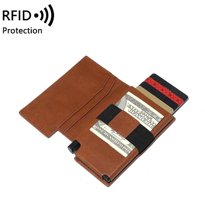 💖Handcrafted Italian Leather Wallet – RFID Blocking, Quick-Access Button, Holds 1–14 Cards & Bills