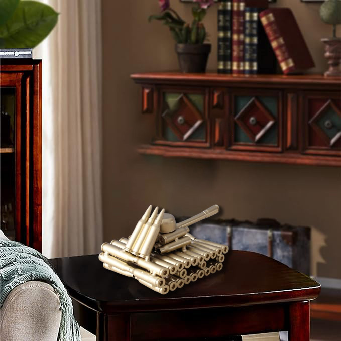 Bullet Shell Casing Shaped Army Tank Metal Sculpture Military Gifts