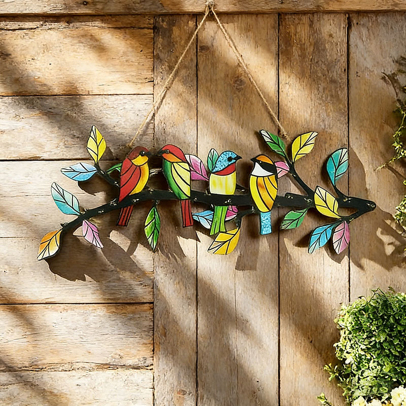 🐦 Colorful Metal Bird Wall Art – Vibrant Garden & Home Decor ✨