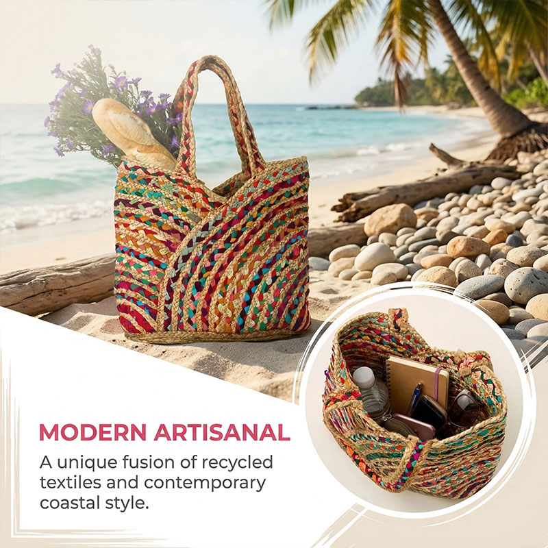🌈 Colorful Woven Artisan Tote Bag – Boho Summer Essential ✨