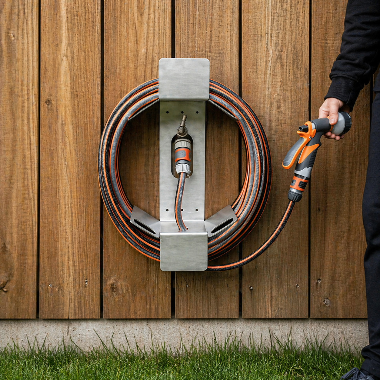 Wall‑Mounted Garden Hose Storage Bracket