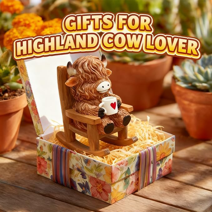 Highland Cow Resin Lamp – Waterproof Solar Glow Figurine