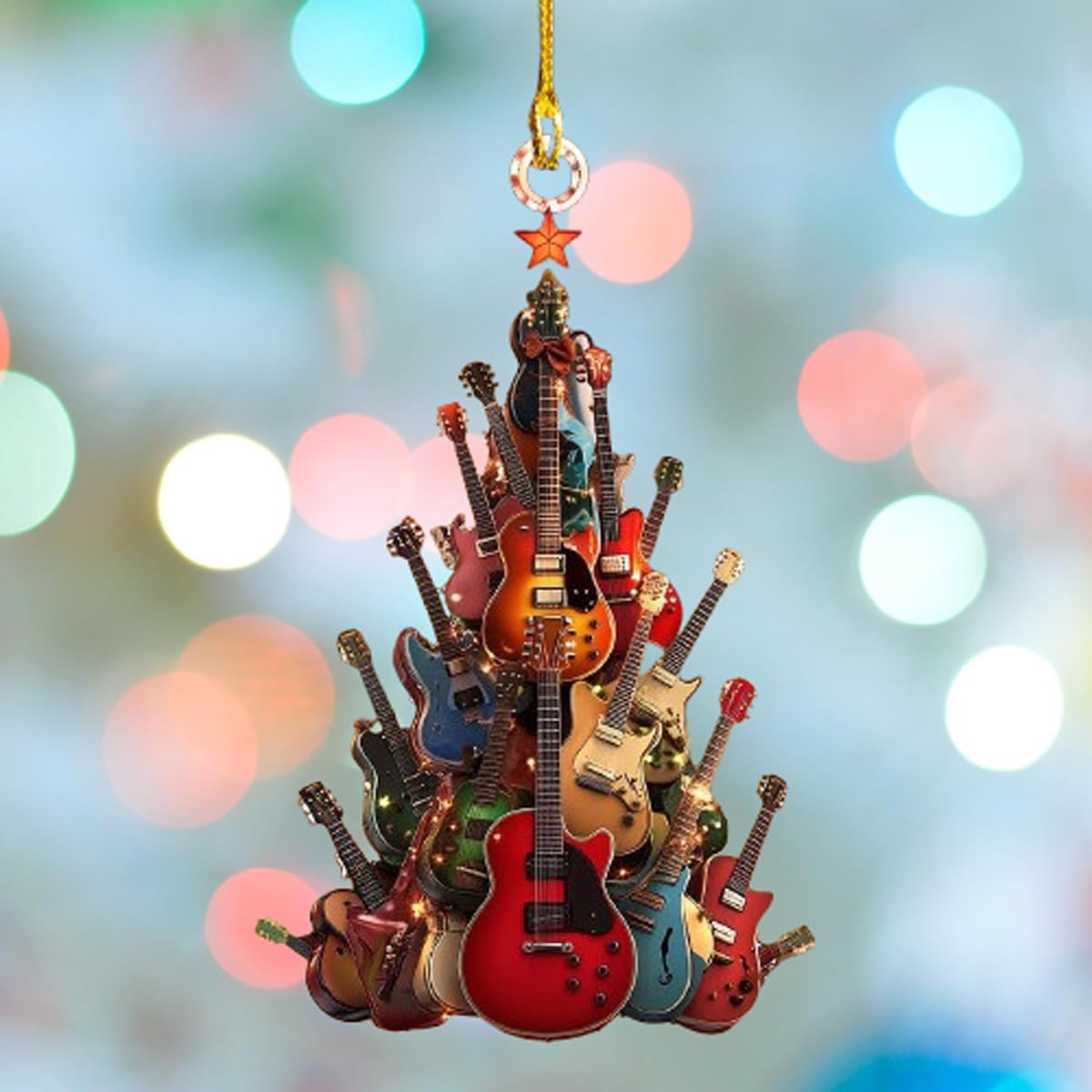 Rockin' Around The Guitar Christmas Tree Ornament