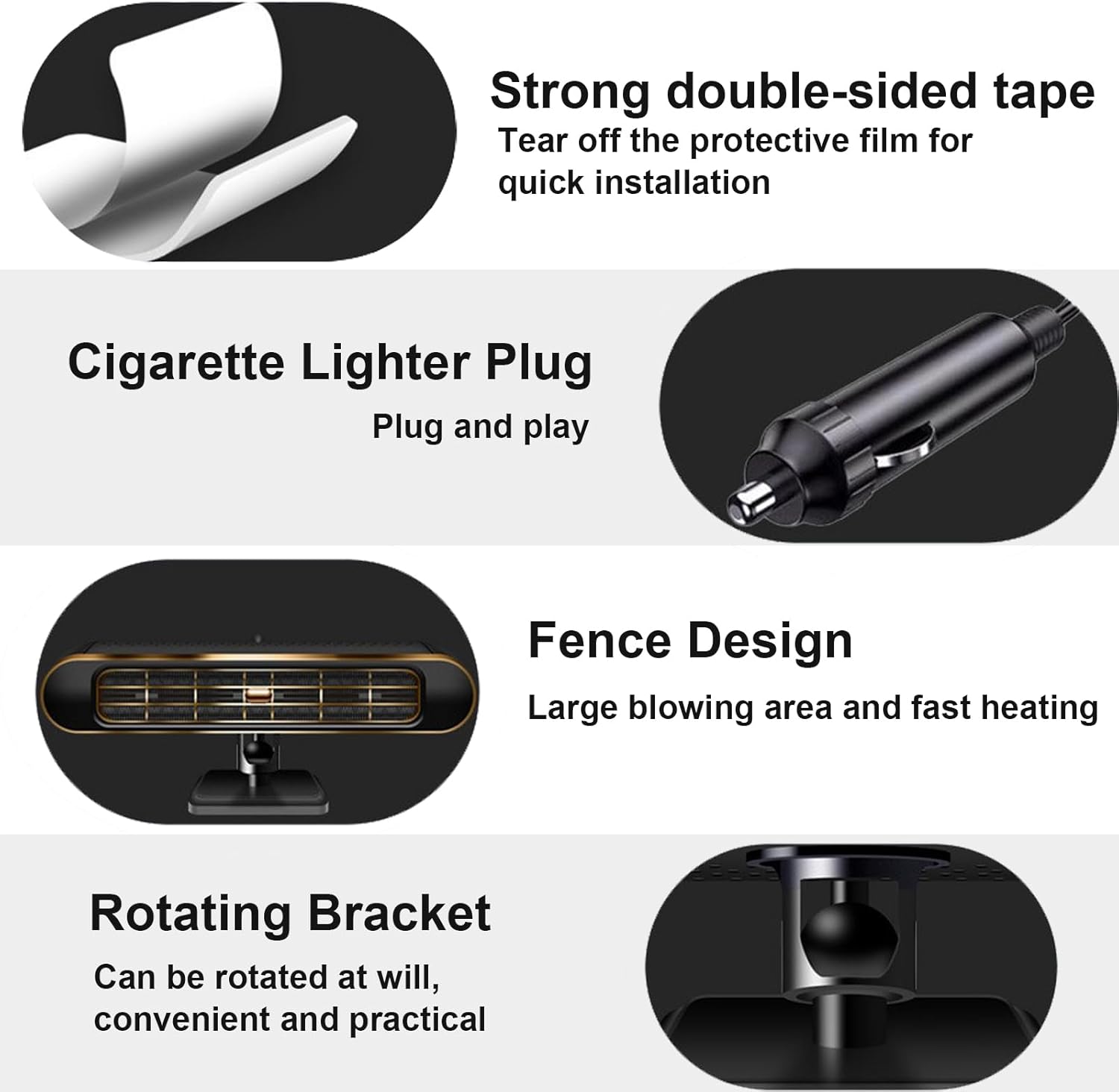 Widened Portable Fast Heating Defrost Defogger