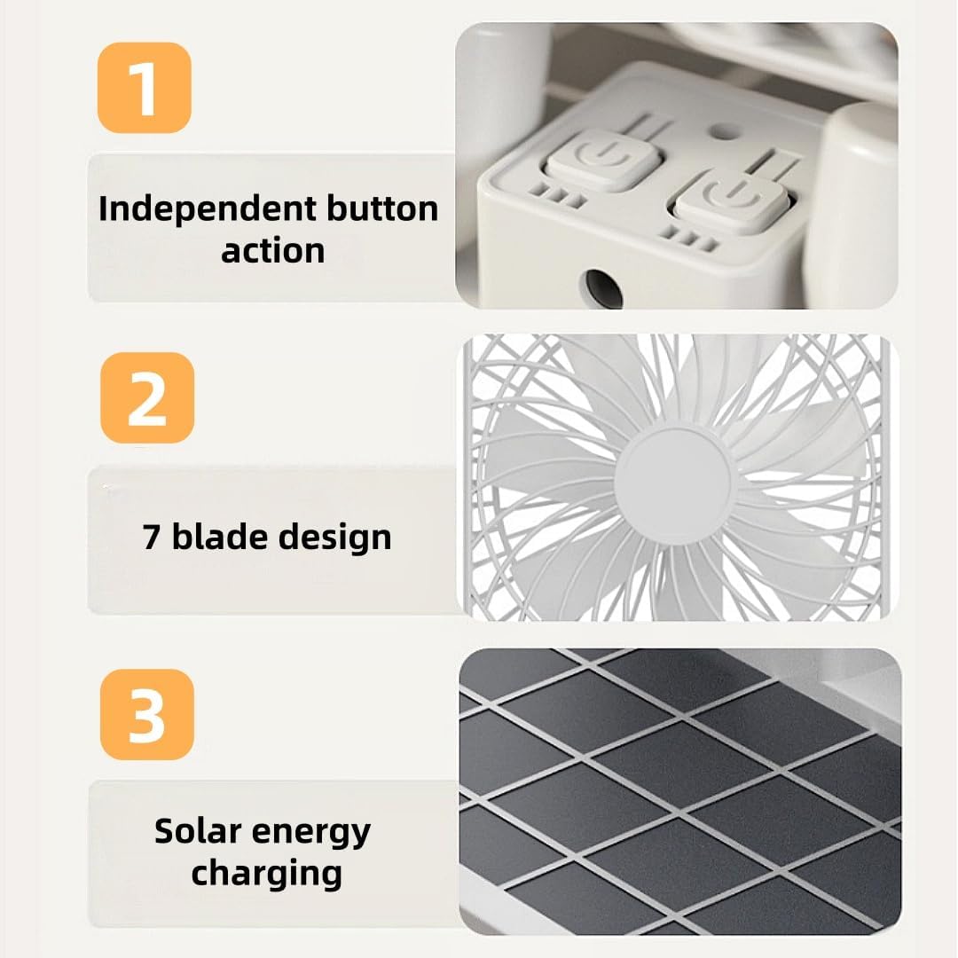 SunForce™ Dual-Head Solar Car Fan | Cordless & 360° Rotating