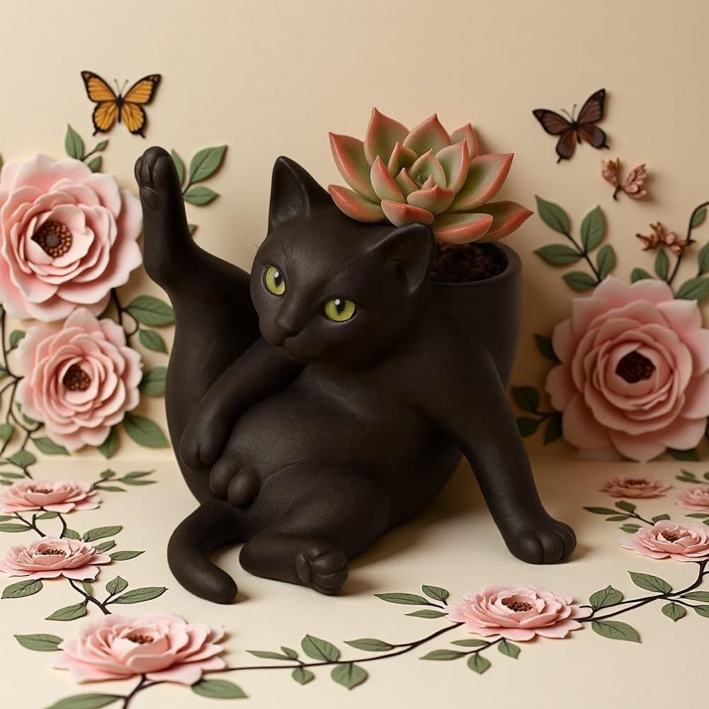 Fun Grooming Cat Planter