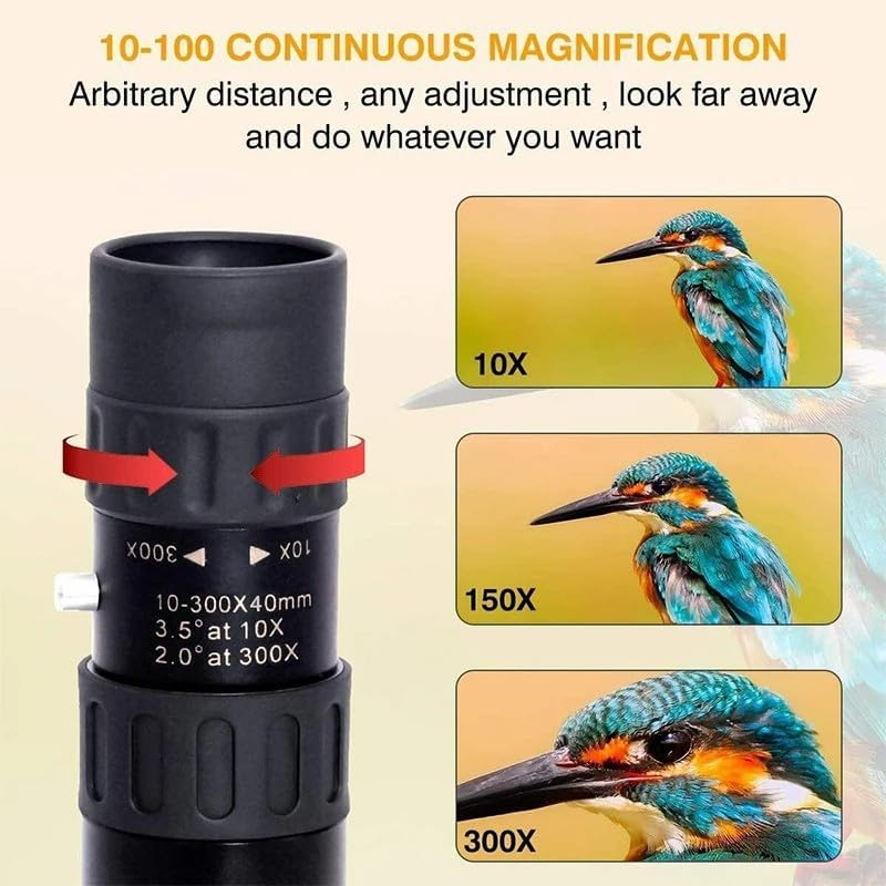 10x-300x Monoculars, Compact And Waterproof, Suitable For Hunting, Bird Watching, And Hiking.