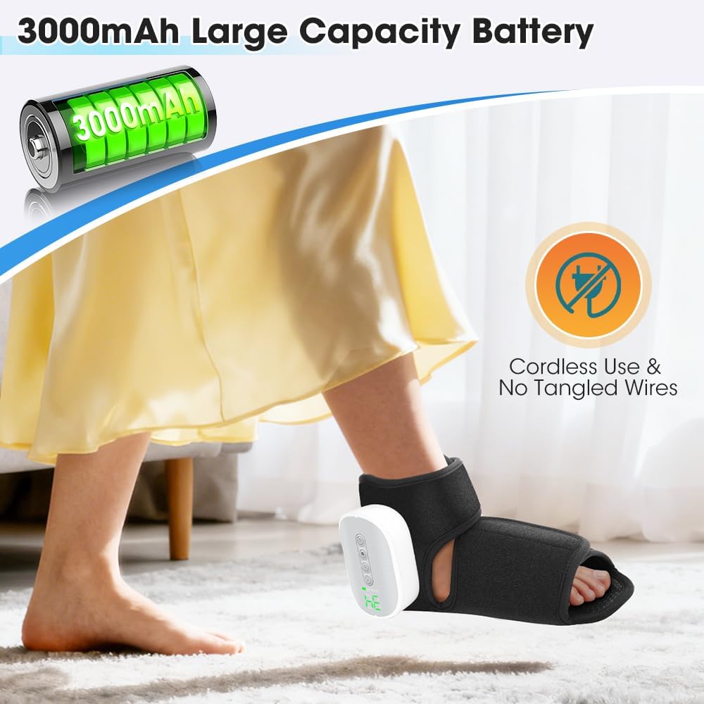 Healatia Cordless Foot & Ankle Massager with Heat and Air Compression