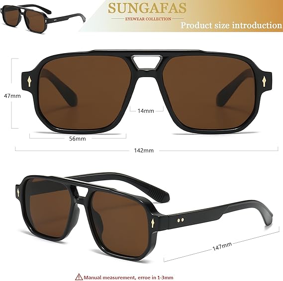 Retro Square Aviator Sunglasses