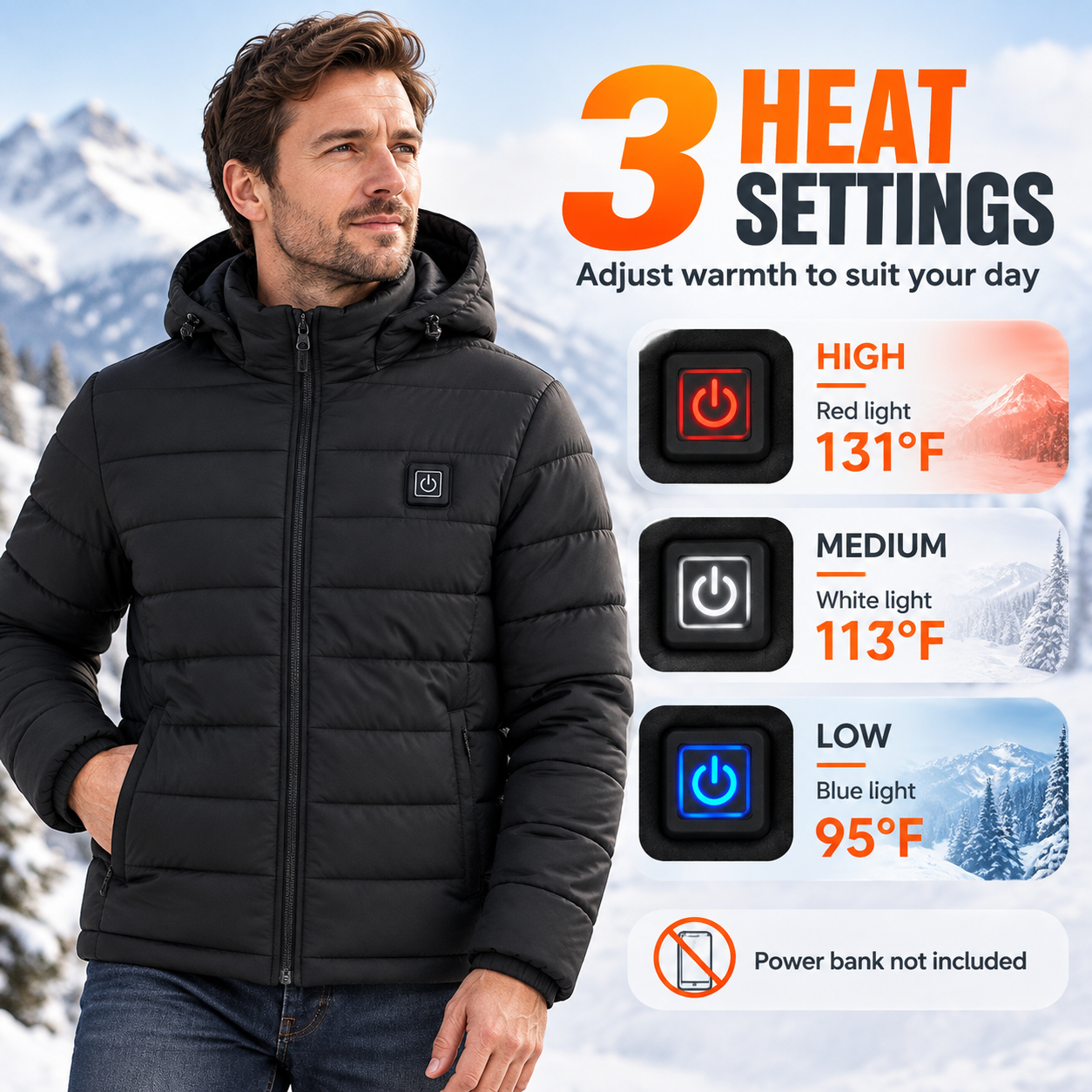 15-Zone Heated Jacket for Men & Women – Dual Controls, 3 Heat Levels
