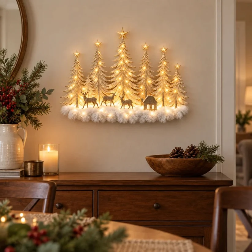 Lighted Christmas Woodland Forest Wall Decor