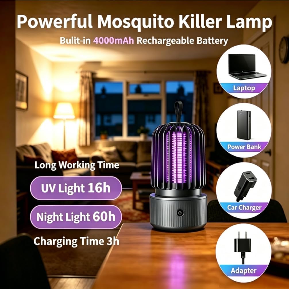 Portable 2-in-1 UV Bug Zapper & Night Light