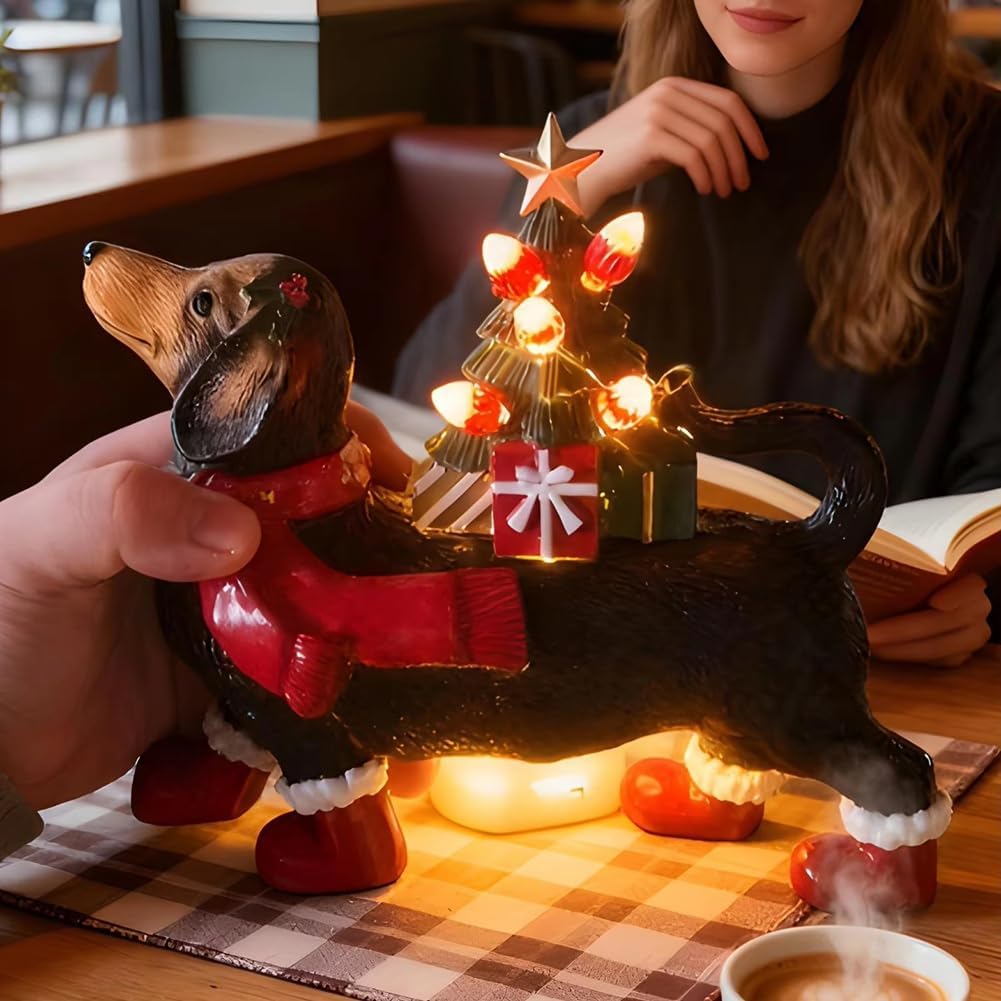 Christmas Dachshund Glow Figurine