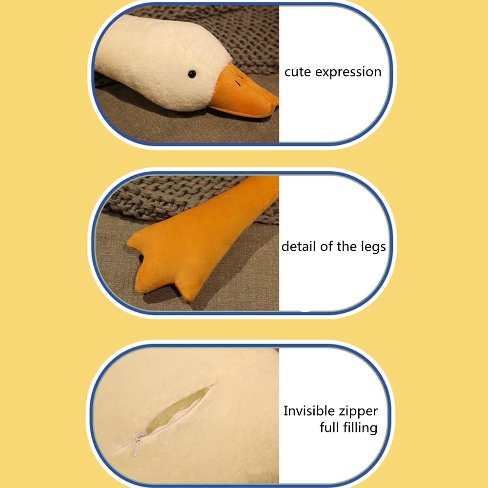 Large Plush White Duck Dog Toy with Realistic Goose Pattern