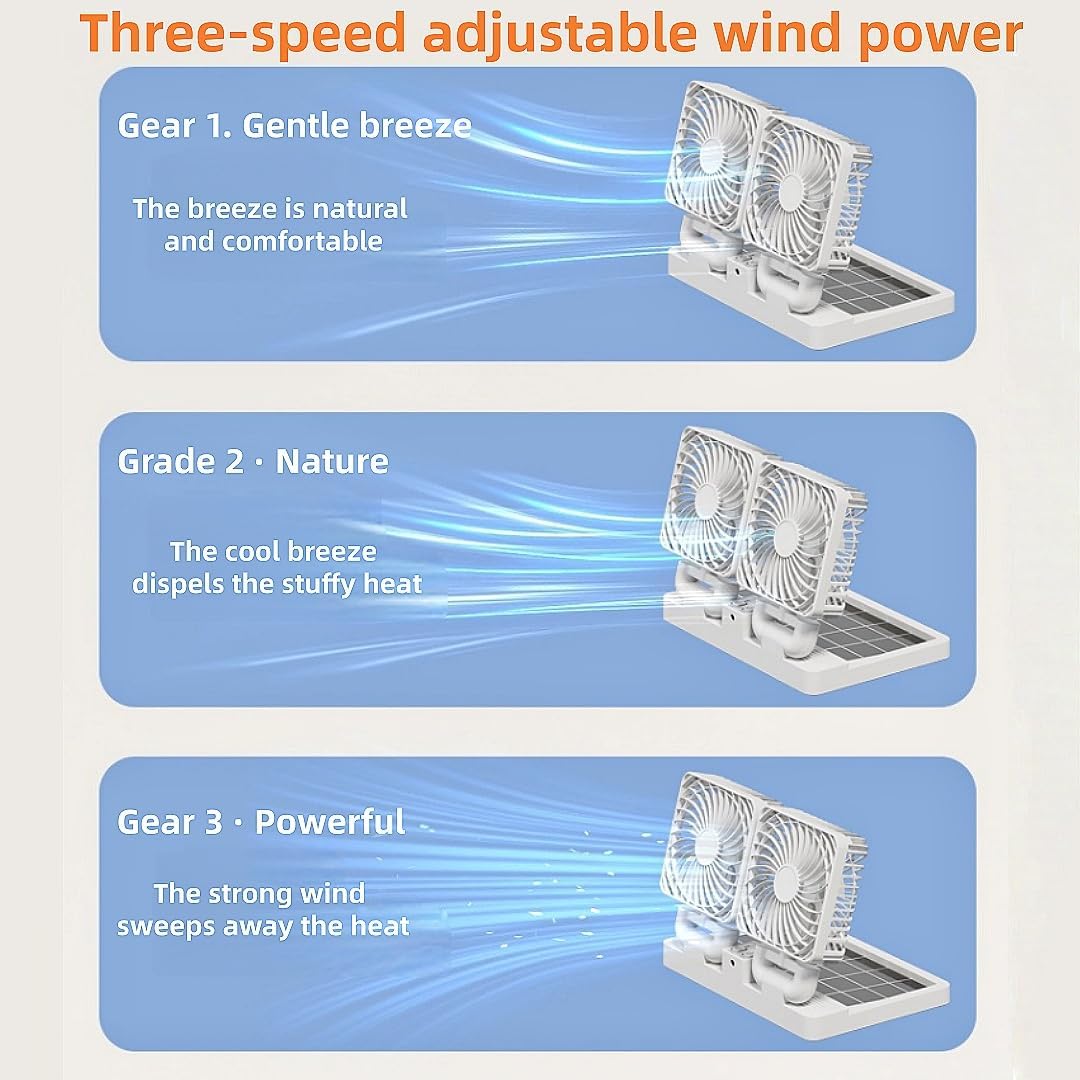 SunForce™ Dual-Head Solar Car Fan | Cordless & 360° Rotating