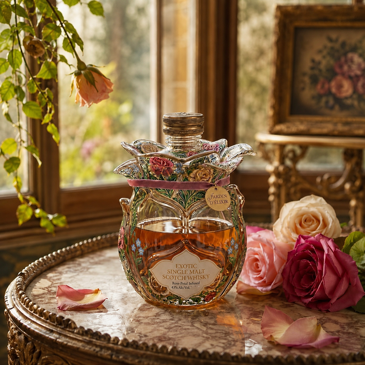 Exotic Floral Whisky Decanter – Turn Every Pour Into a Display